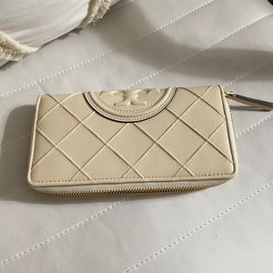 Tory Burch Ivory/cream long leather wallet